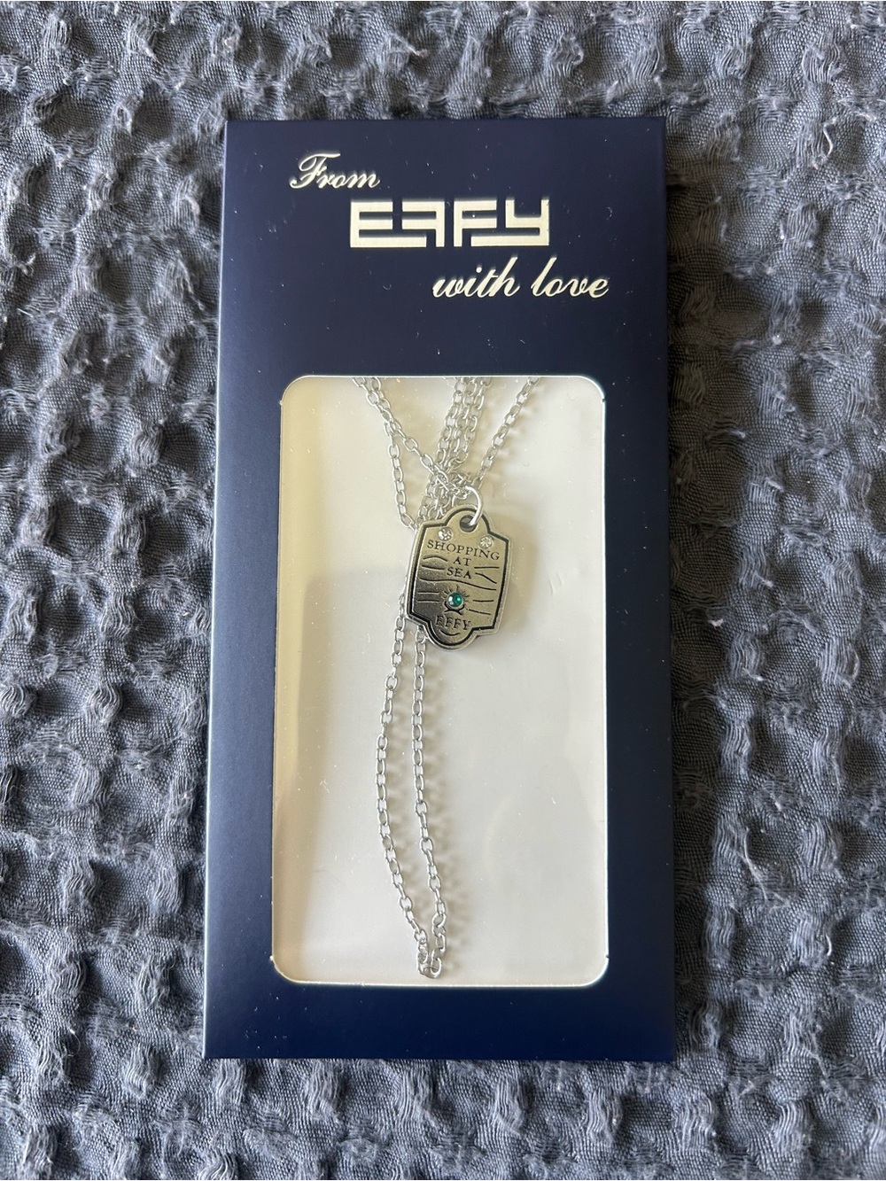 Effy Silver Tone Necklace with Teal Accent Charm